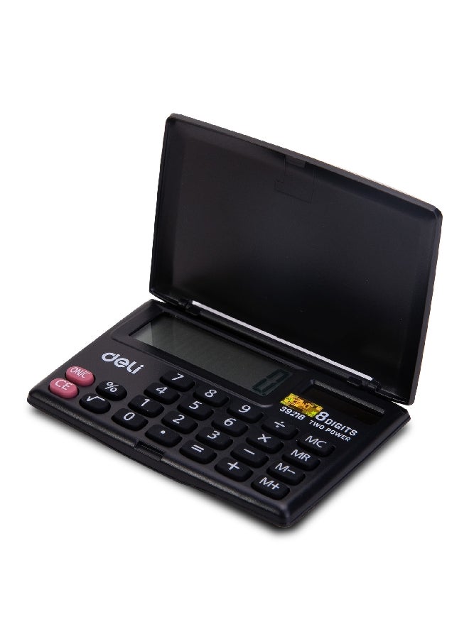 Deli 8-Digits Dual Power High Quality LCD Display Calculator Black 6.2 x 9 x 1.5 cm 146411 - Image 1